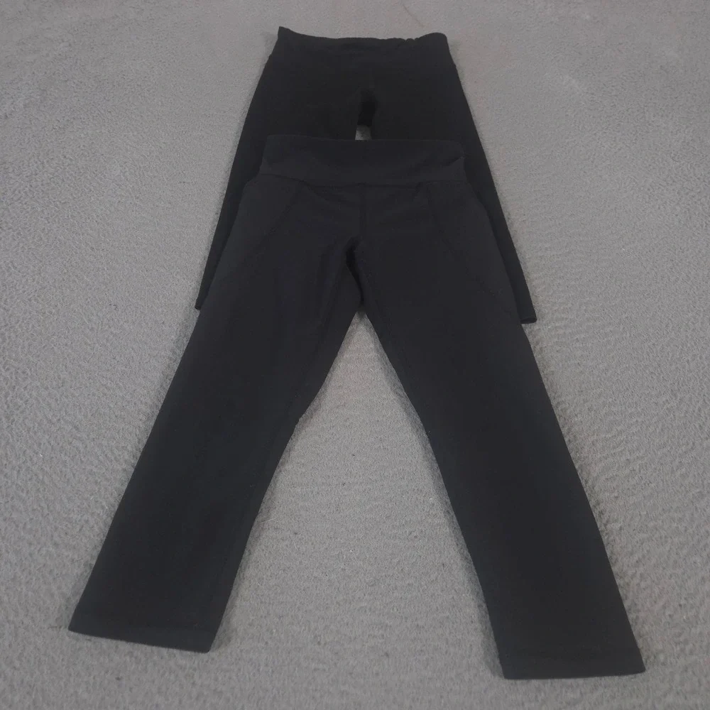 LOT OF 2 Old Navy Leggings Girls M 8 Black PowerPress PowerSoft Crop Side Pocket